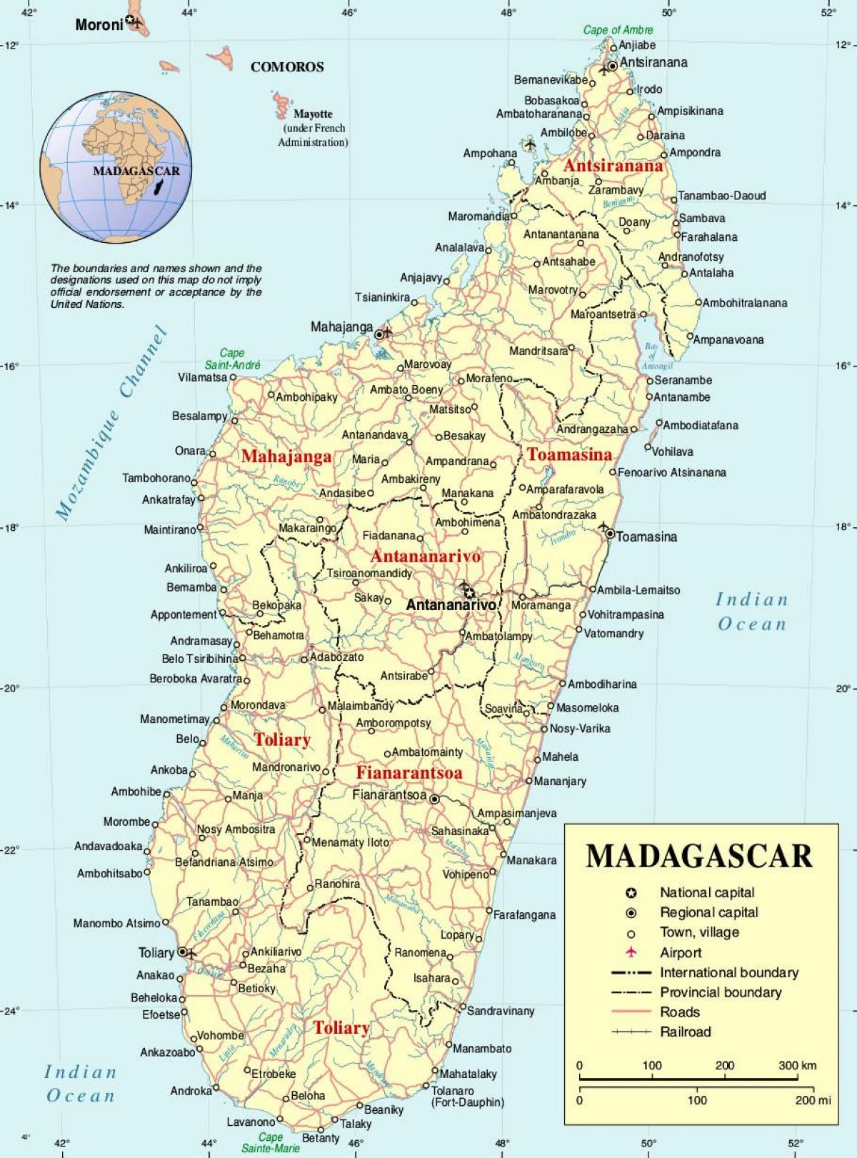 마다가스카르지도와 도시