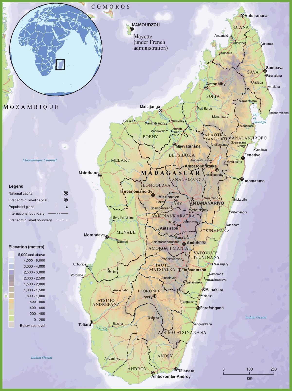 지도의 실제지도의 마다가스카르